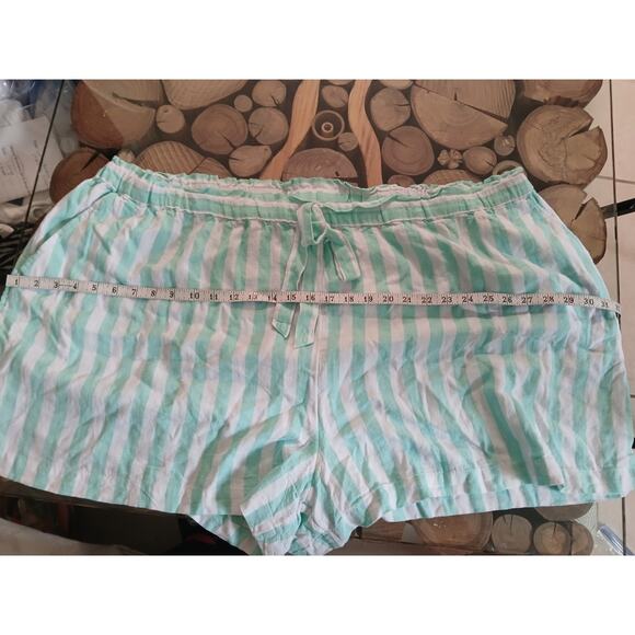 Stoney Clover LN Green Stripe Pull on Elastic Drawstring Waist Shorts Plus 3X - Picture 5 of 11
